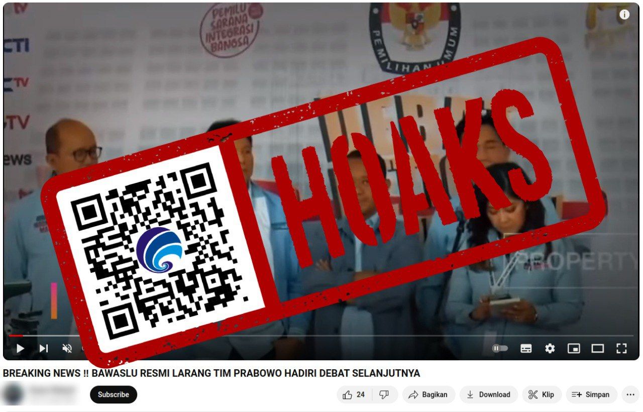 [HOAKS atau FAKTA] Bawaslu Larang Tim Prabowo Hadir Debat Pilpres Terakhir