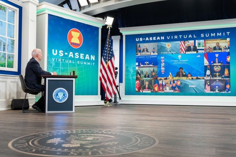 Presiden AS Joe Biden mengikuti KTT AS-ASEAN tahunan pada 26 Oktober 2021. (ANTARA/HO-Kedubes AS di Jakarta)