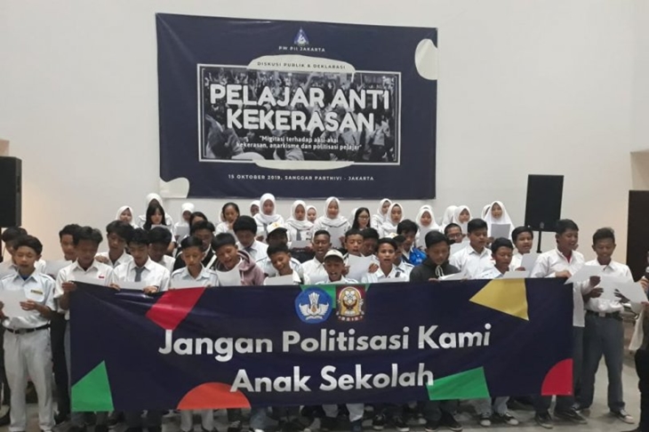 Deklarasikan Pelajar antikekerasan yang didukung oleh Pengurus Wilayah Pelajar Islam Indonesia (PW PII) Jakarta. (ANTARA/Foto: istimewa)