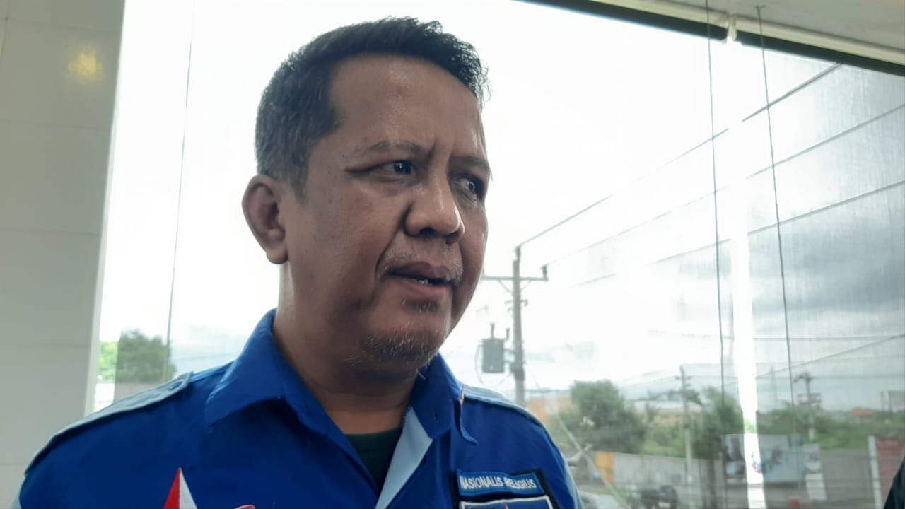 Koordinator aksi Partai Demokrat Soloraya, Supriyanto, Rabu (10/3). (MP/Ismail)