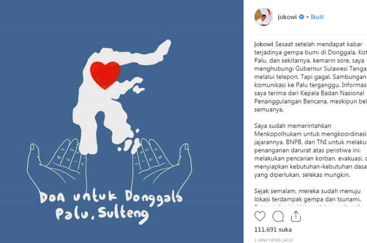 Jejak Digital Reaksi Jokowi Ketika Tahu Tsunami Palu