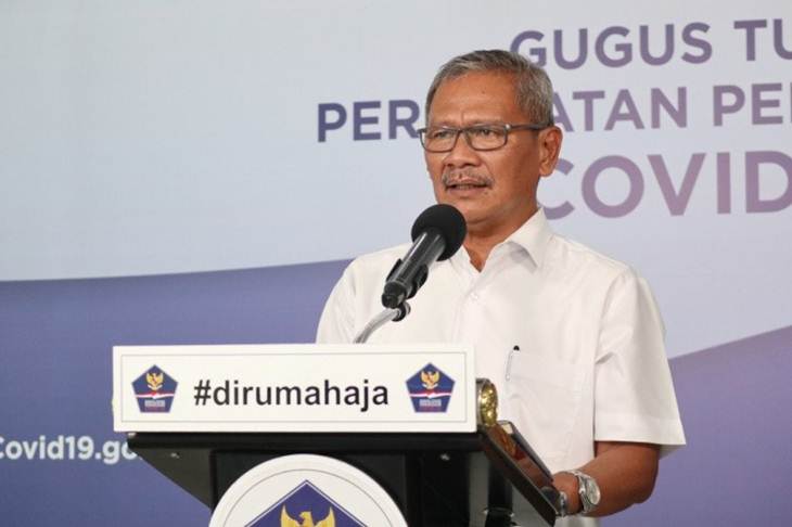 Juru Bicara Pemerintah untuk Penanganan COVID-19 Achmad Yurianto saat konferensi pers Gugus Tugas Percepatan Penanganan COVID-19 di Graha BNPB, Jakarta, Kamis (16/4/2020) (ANTARA/HO-Gugus Tugas Covid-19)