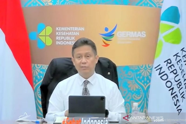 Health Minister Budi Gunadi Sadikin at a press conference on community activity restrictions on Monday (October 11, 2021). (ANTARA/Desi Purnamawati/uyu)