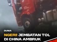 Ngeri! Supir Truk Nyaris Jatuh dari Jembatan Tol di China Akibat Longsor