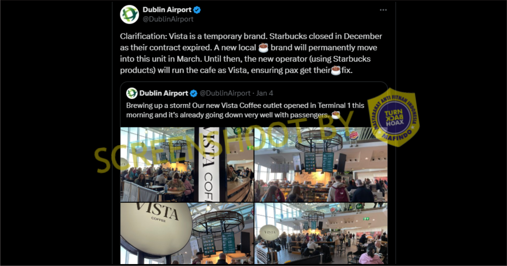 [HOAKS atau FAKTA]:  Starbucks Ganti Nama Jadi Vista Coffe Agar tidak Diboikot