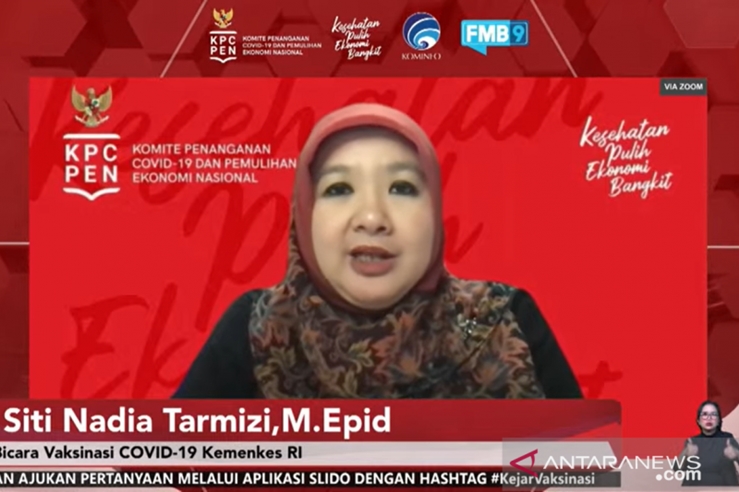 Tangkapan layar dari Juru Bicara Vaksinasi COVID-19 Kemenkes Siti Nadia Tarmizi dalam diskusi virtual, Jakarta, Kamis (5/8/2021) (ANTARA/Prisca Triferna)