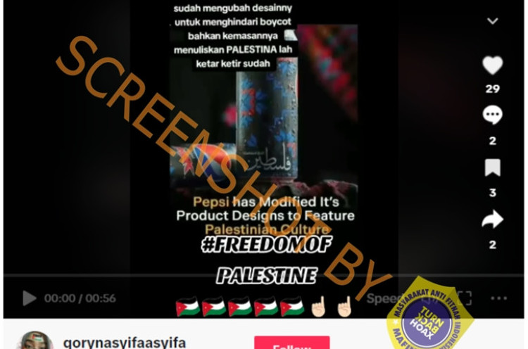 [HOAKS atau FAKTA]: Pepsi Ubah Kemasan Jadi Bertuliskan “Palestina” untuk Hindari Boikot