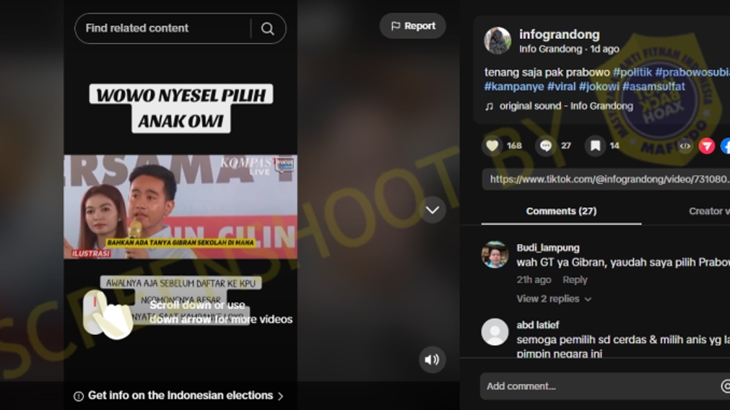 [HOAKS atau FAKTA]: Prabowo Menyesal Pilih Gibran Jadi Cawapres