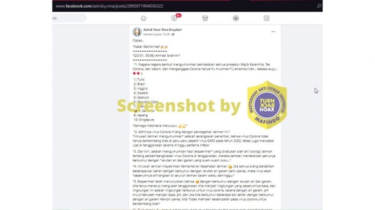 [HOAKS atau FAKTA]: COVID-19 Hanya Flu Musiman
