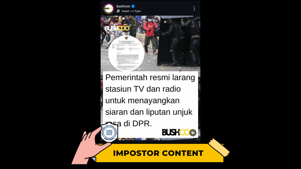 [HOAKS atau FAKTA]: Stasiun TV Dilarang Tayangkan Aksi Unjuk Rasa karena Mengandung Unsur Kekerasan