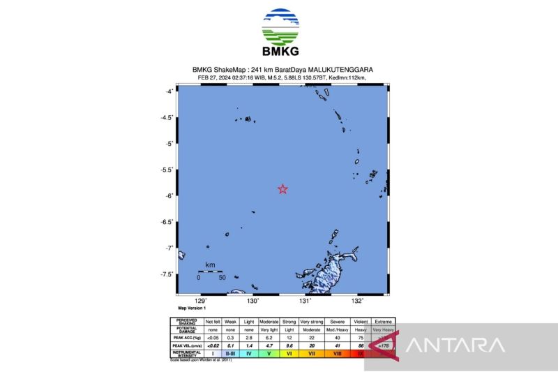 Pergeseran Batuan dalam Lempeng Picu Gempa Berkekuatan M5,4 di Maluku