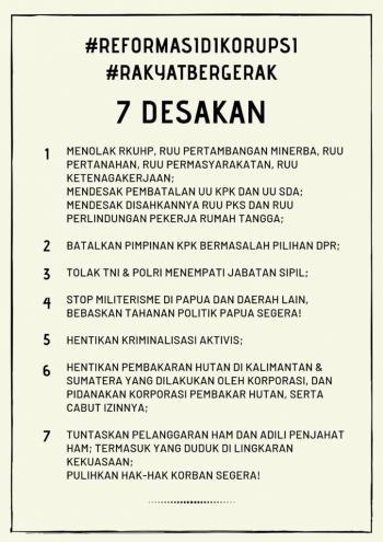 tuntutan aksi mahasiswa 2019