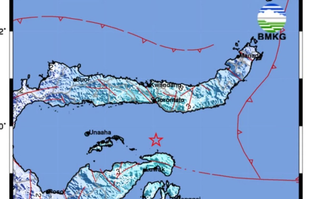 Gempa Magnitudo 5,4 Guncang Perairan Pulau Puah Sulawesi Tengah, Getaran Terasa hingga Gorontalo
