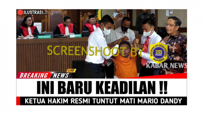 [HOAKS atau FAKTA]: Mario Dandy Dihukum Mati