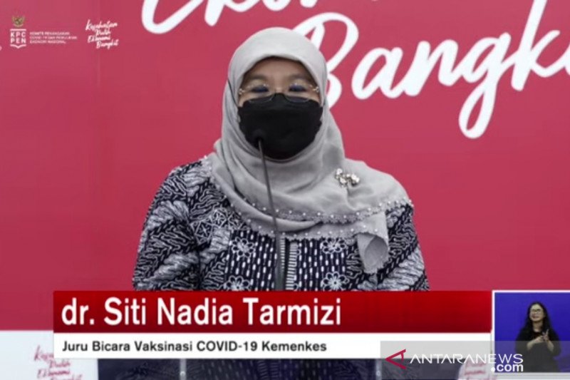 Juru Bicara Vaksinasi COVID-19 Kementerian Kesehatan dr Siti Nadia Tarmizi saat menyampaikan pemaparan terkait situasi pandemi COVID-19 secara daring, Rabu (31/3/2021). (FOTO ANTARA/Andi Firdaus).
