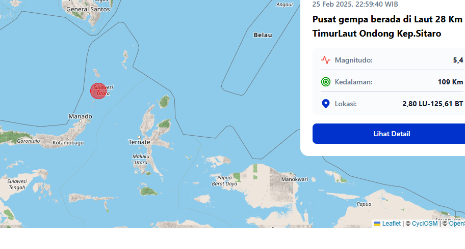Sulawesi Utara Diguncang Gempa Magnitude 5,4, Pemicu Masih Belum Diketahui