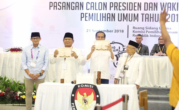 Pasangan Prabowo-Sandi dan Jokowi-Ma'ruf Amin