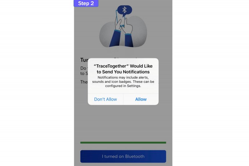 Salah satu instruksi cara menggunakan aplikasi TraceTogether, yang digunakan Singapura untuk melacak penyebaran virus corona. (Foto: gov.sg)
