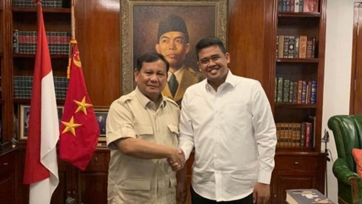 Pertemuan Prabowo Subianto dengan Bobby Nasution. (Foto: MP/Kanugrahan)