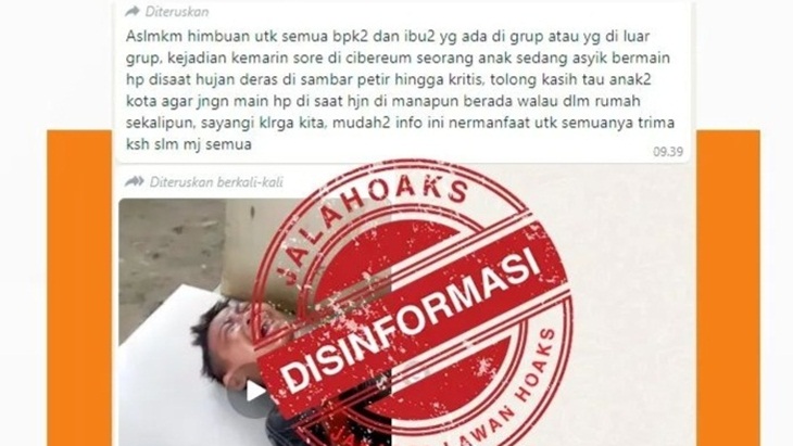 [HOAKS atau FAKTA]: Anak Kecil Tersambar Petir akibat Main HP Sambil Dicas