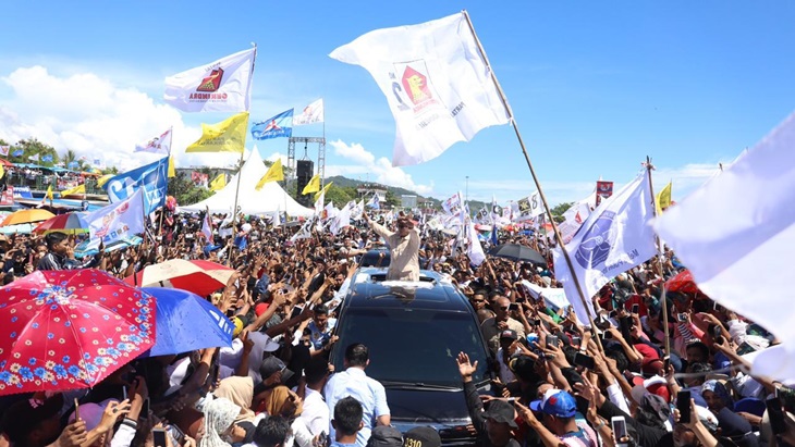 Kampanye terbuka capres nomor urut 02, Prabowo Subianto di Padang, Sumatera Barat, Selasa (2/4). (Foto: BPN)