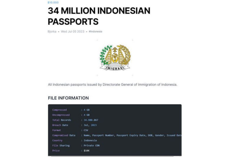 BSSN Lakukan Validasi Data Paspor 34 Juta WNI yang Diduga Bocor 