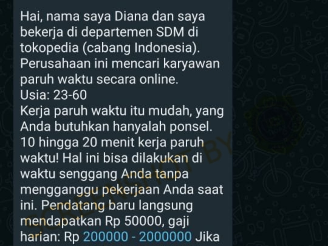 [HOAKS atau FAKTA]: Tokopedia Buka Lowongan Kerja dengan Gaji Rp 200 Ribu