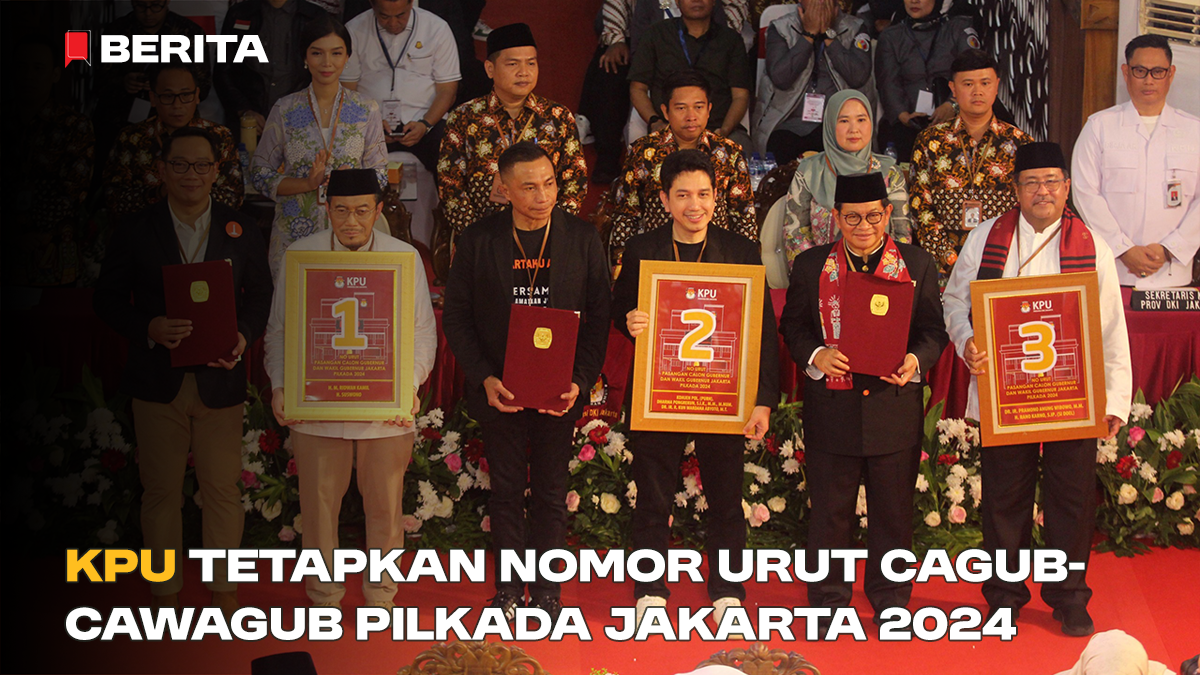 KPU Tetapkan Nomor Urut Cagub-Cawagub Pilkada Jakarta 2024
