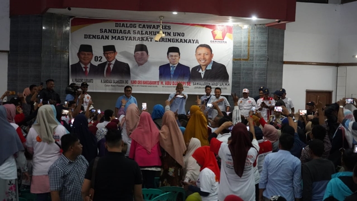 Kandidat wapres nomor urut 02 Sandiaga Uno saat safari politik di Makassar. (Foto: merahputih.com/Ponco Sulaksono)