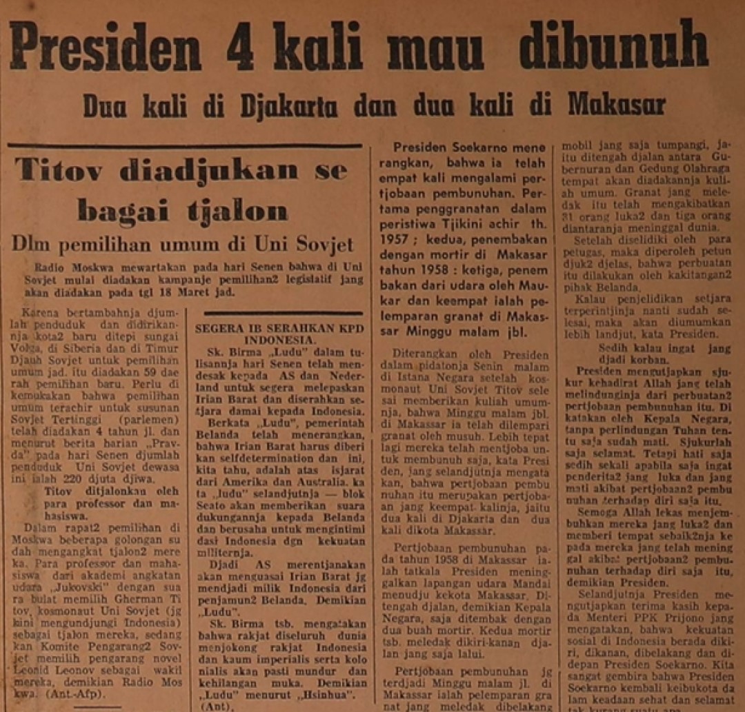 Berita Percobaan Pembunuhan Presiden Sukarno