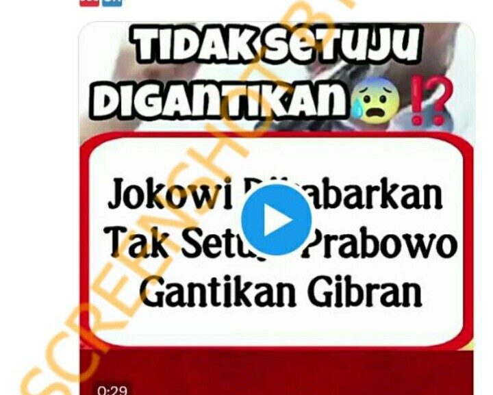 [HOAKS atau FAKTA]: Jokowi Tak Setuju Prabowo Ganti Gibran dari Cawapres