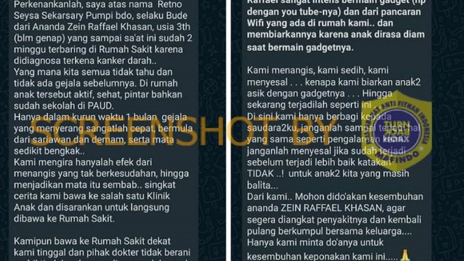 Tangkapan layar hoaks wifi. (Foto: Antara)