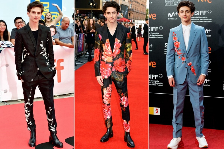 Timothee Chalamet menggunakan koleksi Alexander McQueen (Foto: People)