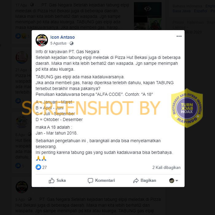 Tangkapan layar hoaks. (Foto: Antara)