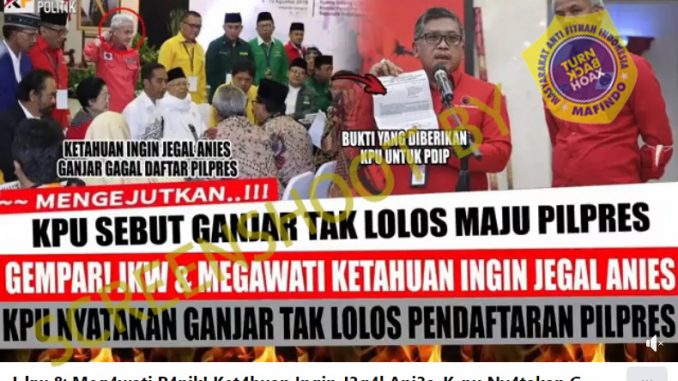 [HOAKS atau FAKTA]: Ketahuan Jegal Anies, KPU Nyatakan Ganjar Tak Lolos Pendaftaran Pilpres
