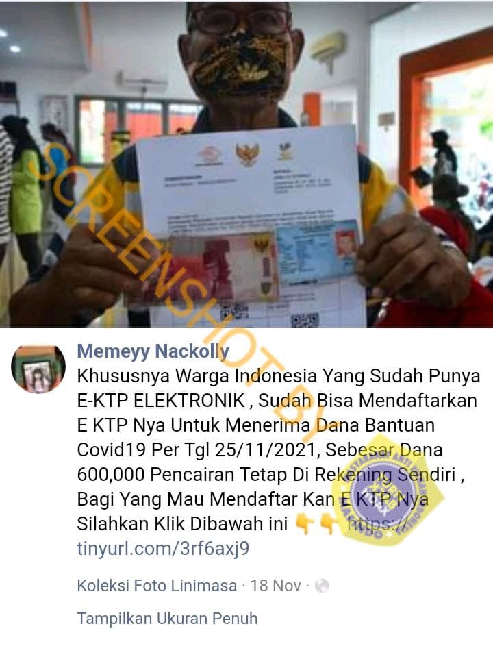 Tangkapan layar hoaks.