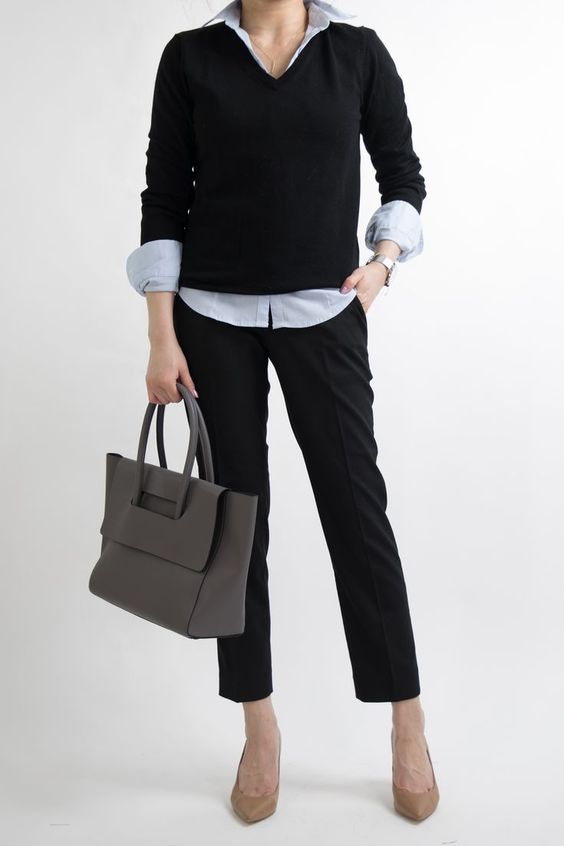 Inspirasi menggunakan sweater untuk interview kerja (Foto: Pinterest/Miss louie)